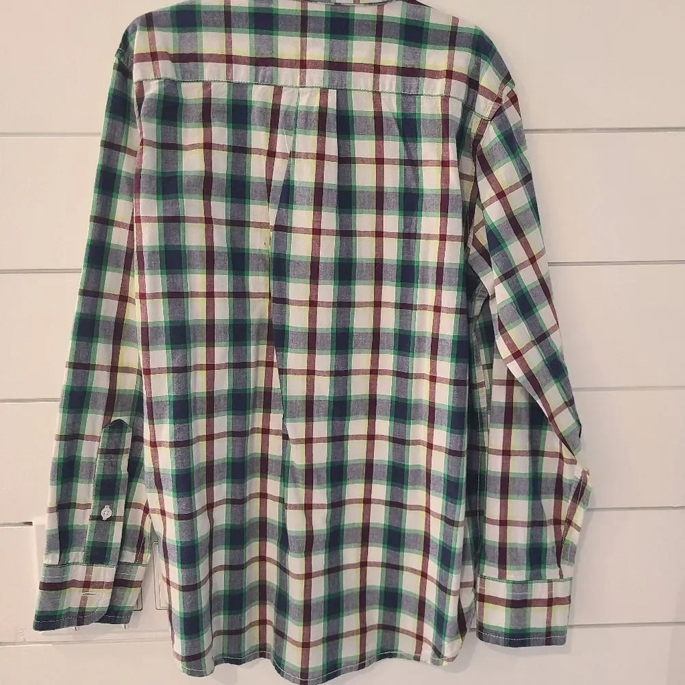 GAP Boys Green and Blue Plaid Button Down Shirt